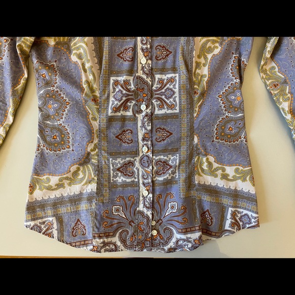 Etro small 38 button down top geometric multicolor - Picture 4 of 10